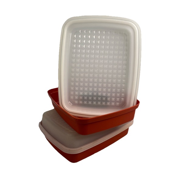 Tupperware 1519-4 1518-4 Season Serve Marinade Container Lid Paprika Set Of Two - Picture 1 of 7